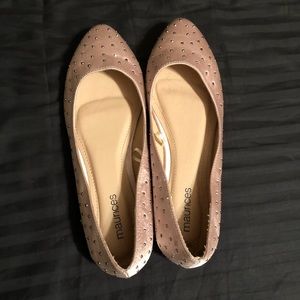 Nude studded pointed toe flats